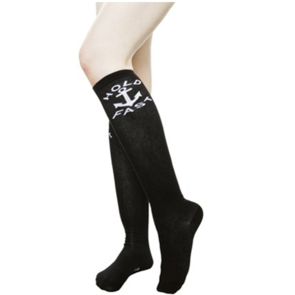 Black & White Hold Fast Knee High Socks